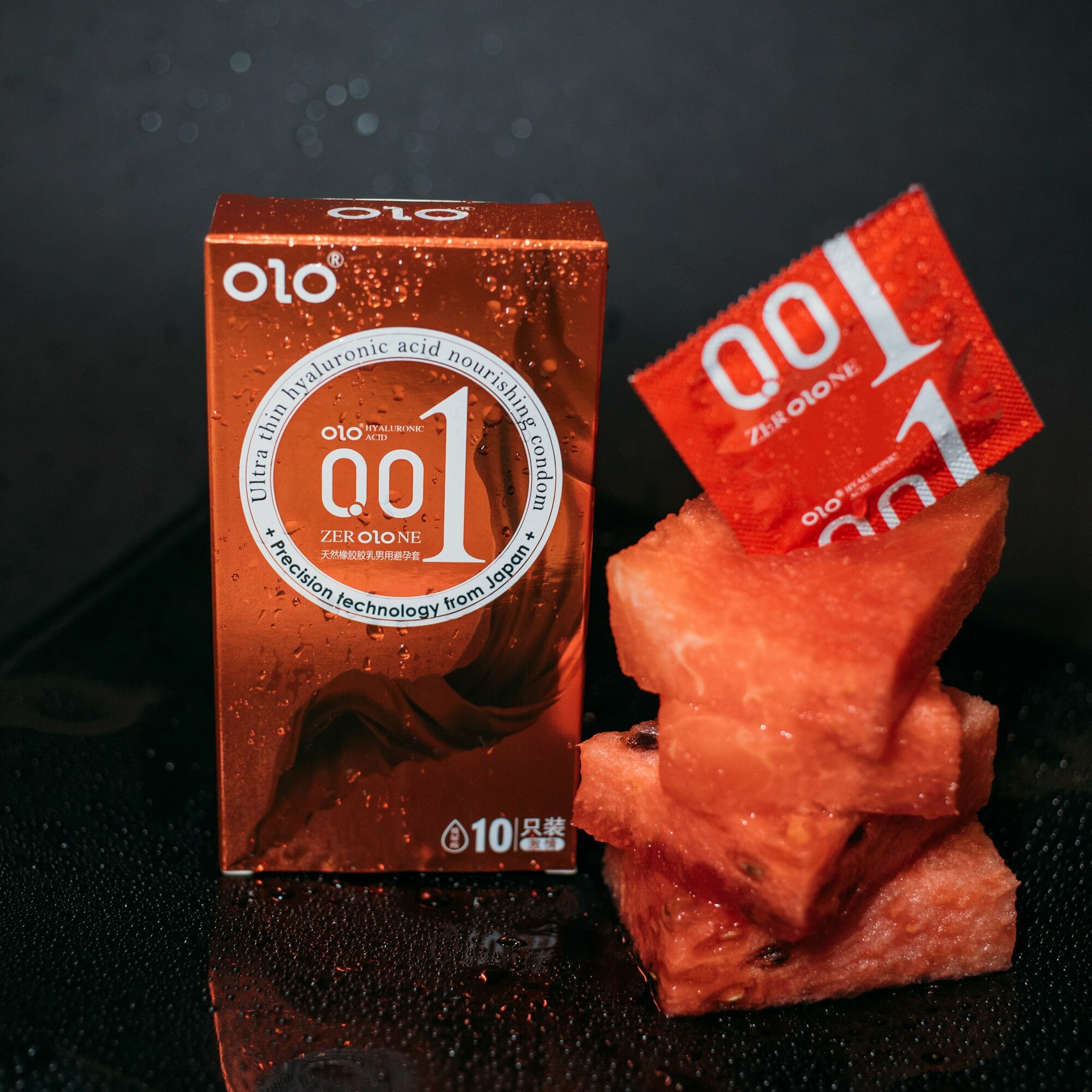 Латексные презервативы OLO, ультратонкие с пупырышками, для максимальной чувствительности с гиалуроновой смазкой, 10 шт.