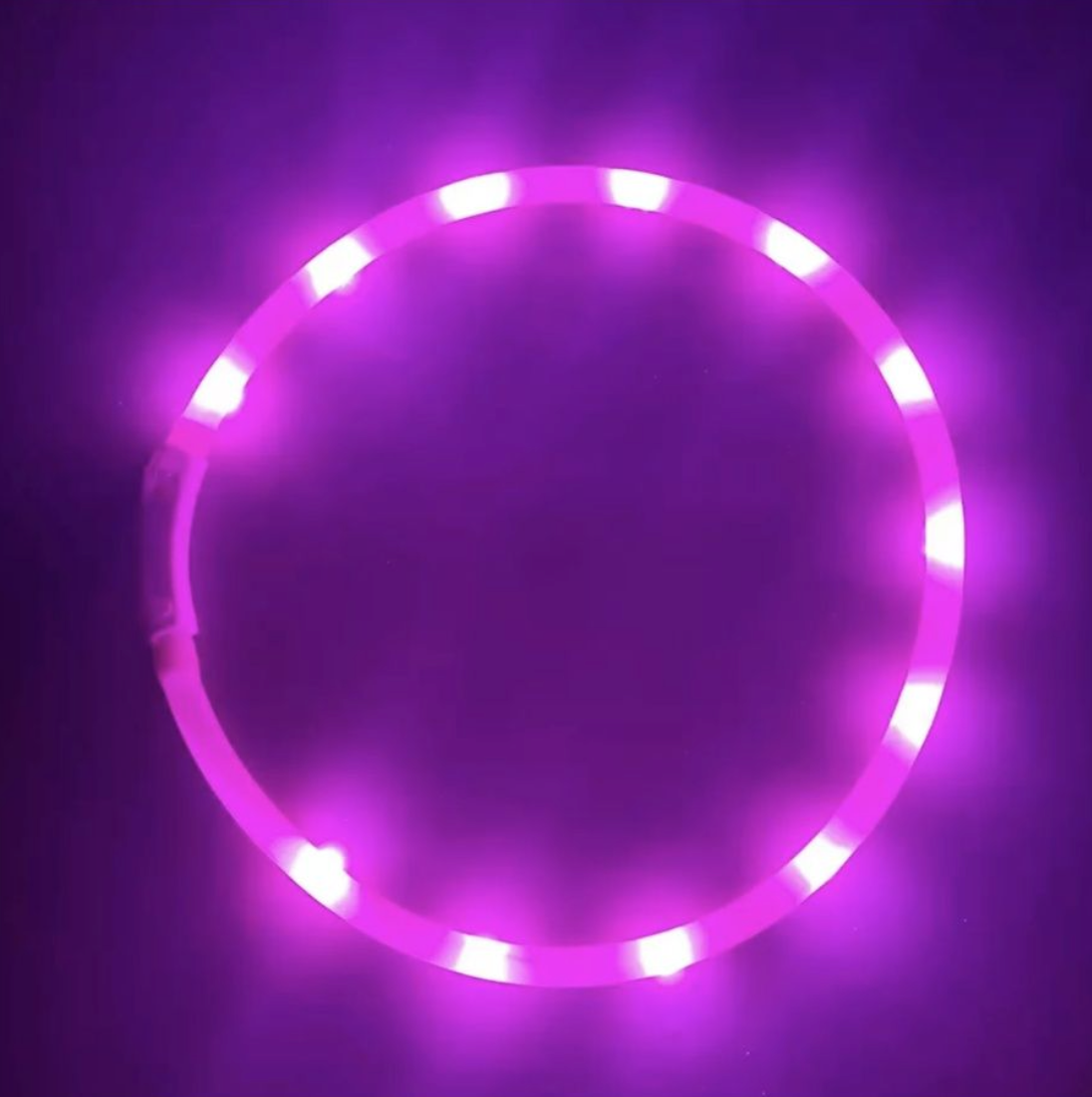 Светящийся ошейник для собак 70см розовый, Светодиодный LED ошейник для собак, Дрессировка, Поводок — фото 1