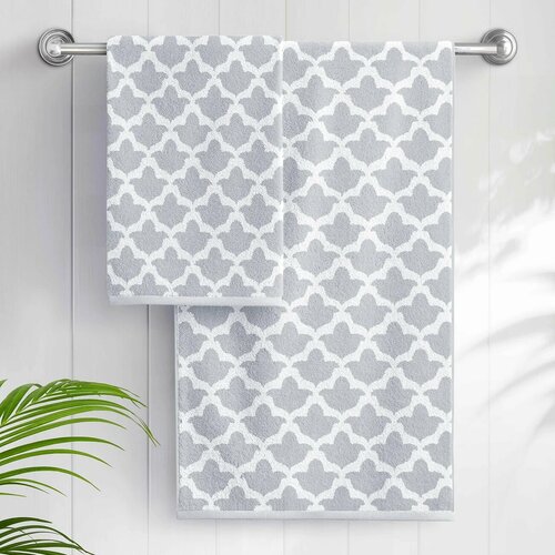 Полотенце махровое 70Х130 холодный серыйбелый геом узор TREVISO н-текс 1786₽