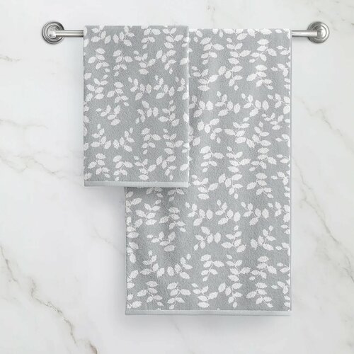 Полотенце махровое 50Х30 холодный серый/белый раст узор VERDI н-текс