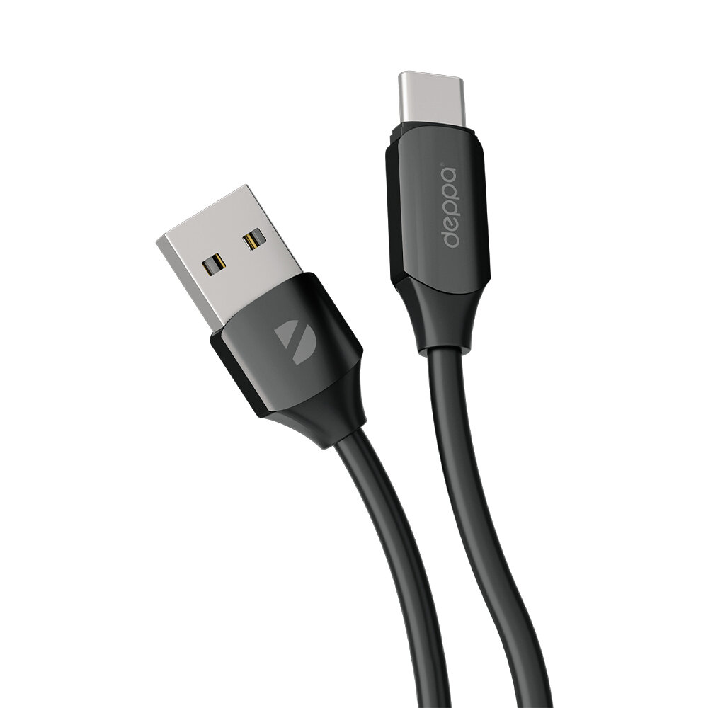 Кабель для зарядки смартфона Silk USB - Type-C, 66Вт, 6А, 1,2м, черный, Deppa, Deppa 72535