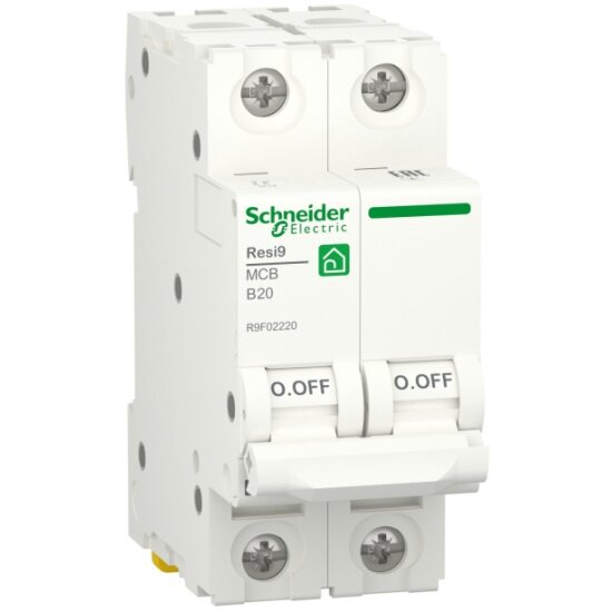 Автоматический выключатель Systeme Electric (schneider Electric) SCHNEIDER ELECTRIC RESI9 (АВ) B 20А 2P 6000A, R9F02220