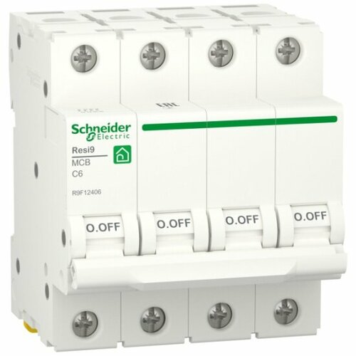 Автоматический выключатель Systeme Electric (schneider Electric) SCHNEIDER ELECTRIC RESI9 (АВ) С 6А 4P 6000A, R9F12406