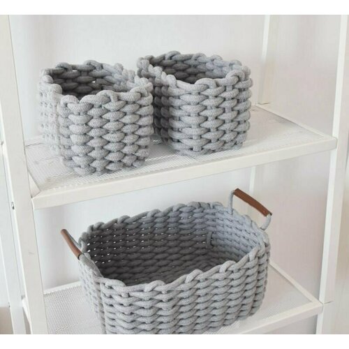 Набор корзин BOTTONCINI вязаные плетеные серый 3 шт 3198₽