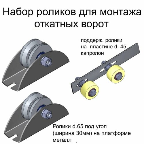 N12 Набор роликов для монтажа откатных ворот (1 шт. верхние + 2 шт. нижние)