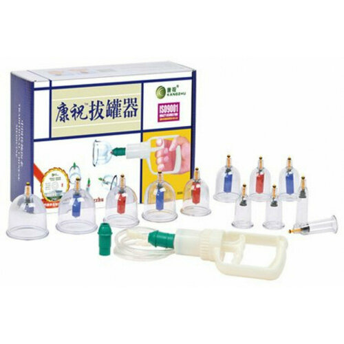 Вакуумные банки разнополярные с насосом 12 шт.