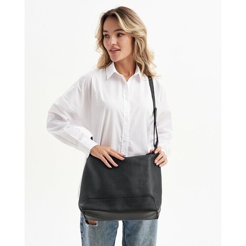 фото Сумка шоппер jane's story, фактура зернистая, черный