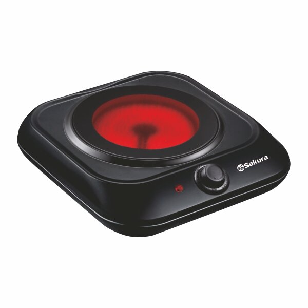 фото Плитка Sakura SA-7165BK 1конфорка 19 мм, стеклокерамика 1200Вт
