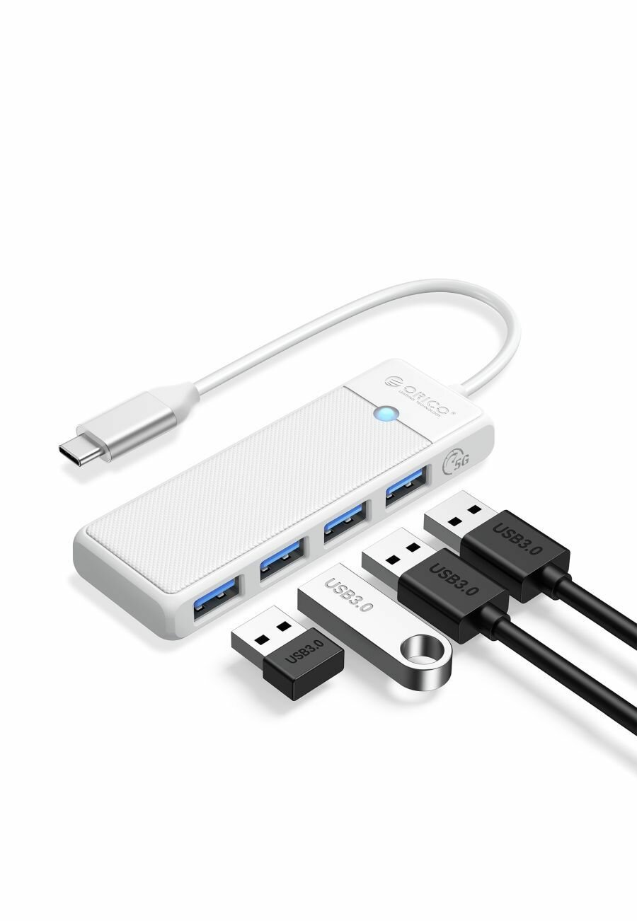 Концентратор ORICO USB-A с 4x USB-A белый (ORICO-PAPW4A-U3-015-WH-EP)