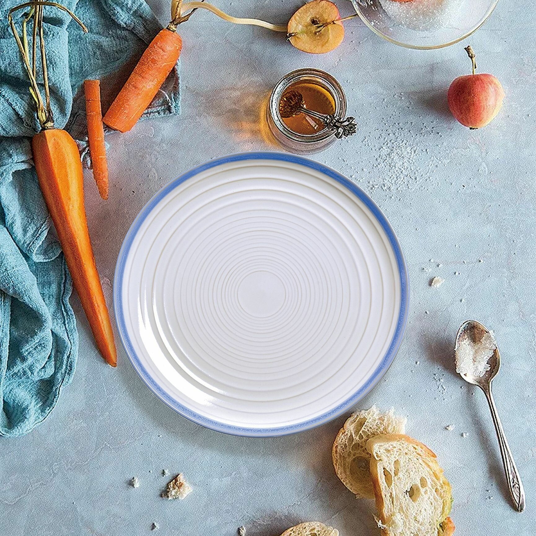 Набор посуды White Stoneware тарелки обеденные 26 см 4 шт, голубой
