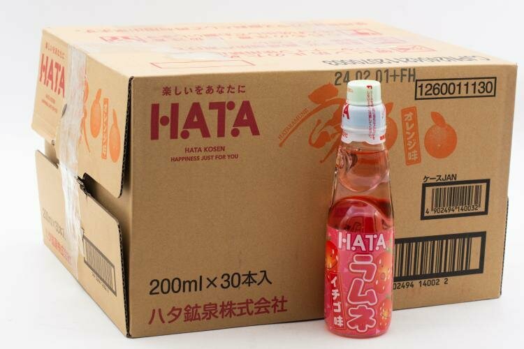 Напиток газированный Hata Kosen Ramune Клубника 200 мл Упаковка 30 шт