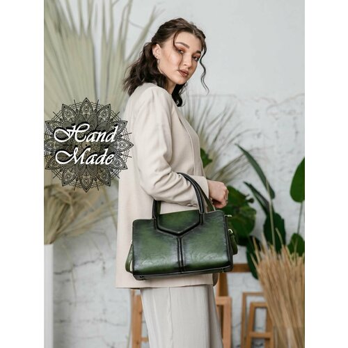 фото Сумка lumida, фактура гладкая, зеленый, серый