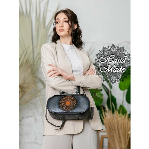 фото Сумка багет lumida, фактура тиснение, серый