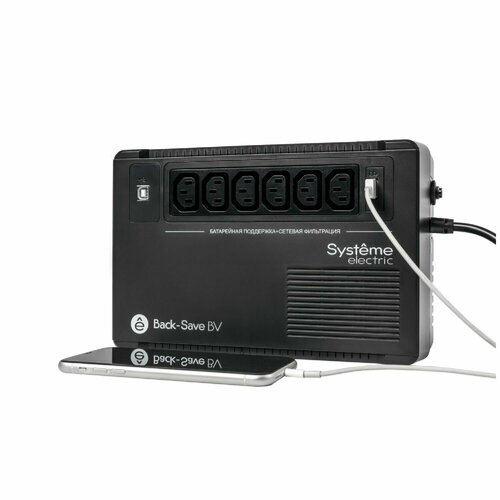 ИБП Systeme electric Back-Save BV 800 ВА, 6 розеток С13, 230 В, 1 USB Type-A BVSE800I