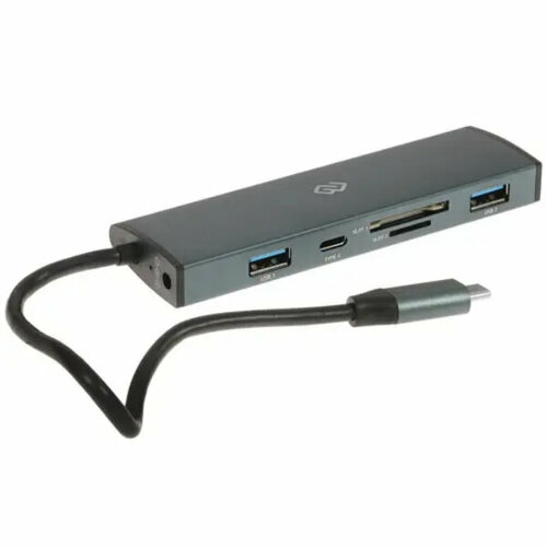 Разветвитель USB-C Digma HUB-2U3.0СCR-UC-G 5порт. серый