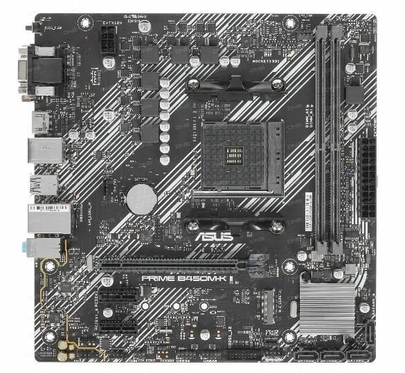 Материнская плата ASUS PRIME B450M-K II Soc-AM4 чипсет AMD B450 тип памяти 2xDDR4 форм-фактор mATX AC 97 звук 8ch(7.1) разъемы GbLAN RAID VGA DVI HDMI (1423913)