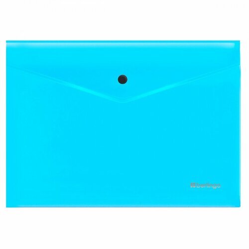 Папка-конверт на кнопке Berlingo Neon (А4, 200мкм) прозрачная голубой неон (EFb_A4393), 12шт.