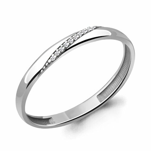 Кольцо AQUAMARINE Кольцо из серебра 63497А, серебро, 925 проба, родирование, фианит, размер 16, бесцветный