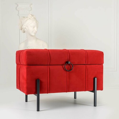 Пуфик SAMOYLOV MEBEL с ящиком для хранения серый велюр Банкетка сундук. Пуф в прихожую, спальню, гостиную