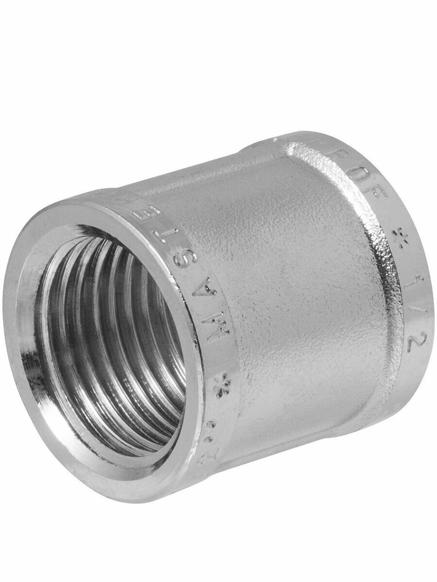 Муфта латунная никелированная 1/2" в/в MPF — фото 1