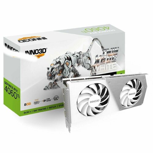 Видеокарта INNO3D RTX4060Ti 8GB TWIN X2 OC WHITE GDDR6 128-bit DPx3 HDMI 2FAN RTL 4962000₽