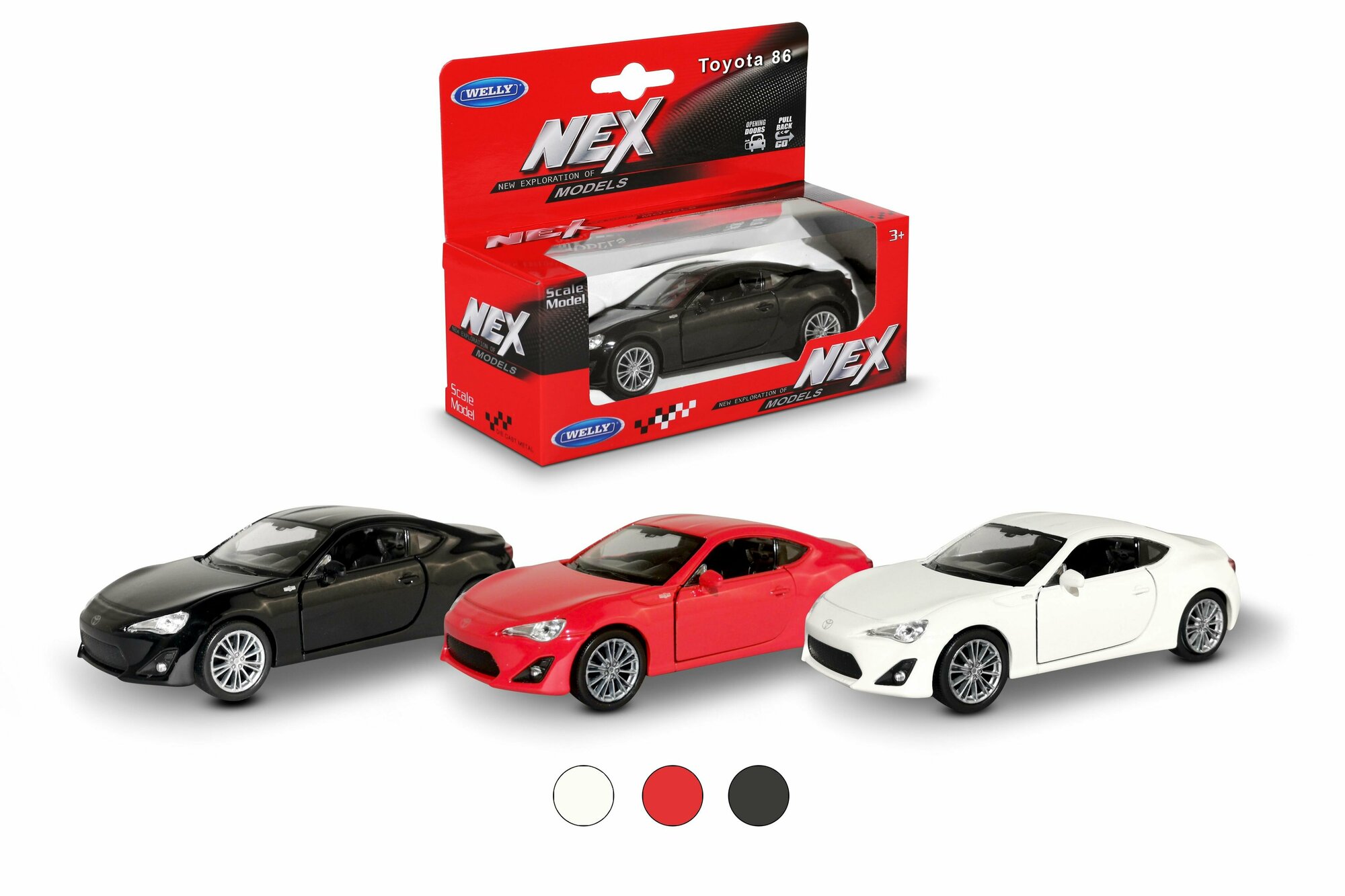 Машинка WELLY TOYOTA 86 / модель машины 1:38 с пружинным механизмом / цвет в ассортименте