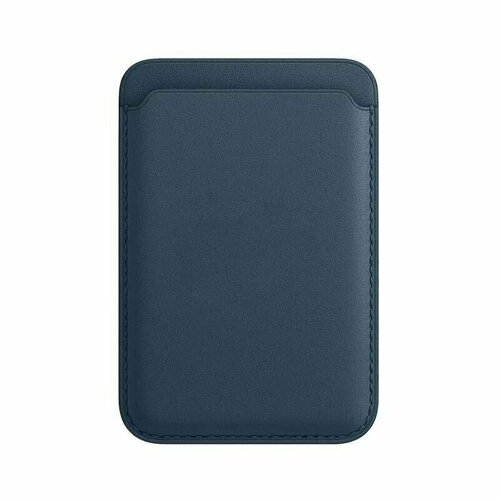 Чехол-бумажник кожаный для карт и визиток Leather Wallet MagSafe для Apple iPhone, темно-синий чехол магнитный для банковских карт leather wallet magsafe ic премиум кожзам темно зеленый