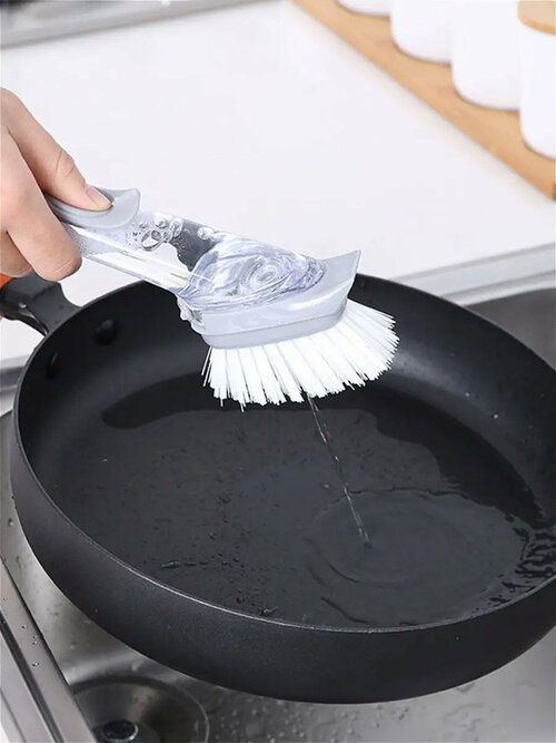 Wilker Набор Щетка для мытья посуды 24 см с емкостью для моющего средства и сменными насадками