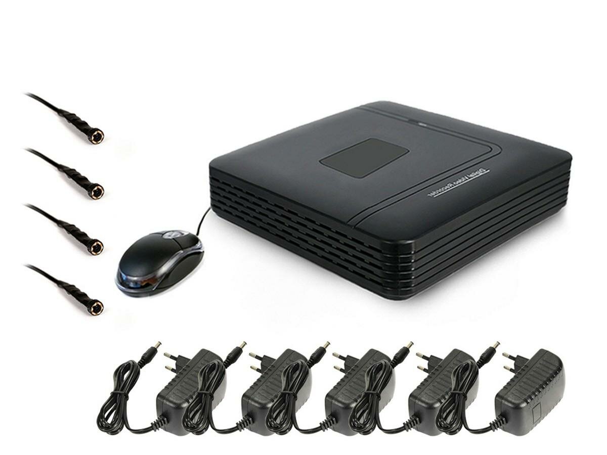 Проводной комплект наблюдения для дома - 4 мини HD камеры: SKY-2604-5M + KDM-5405B (I30189PR) - комплект системы видеонаблюдения