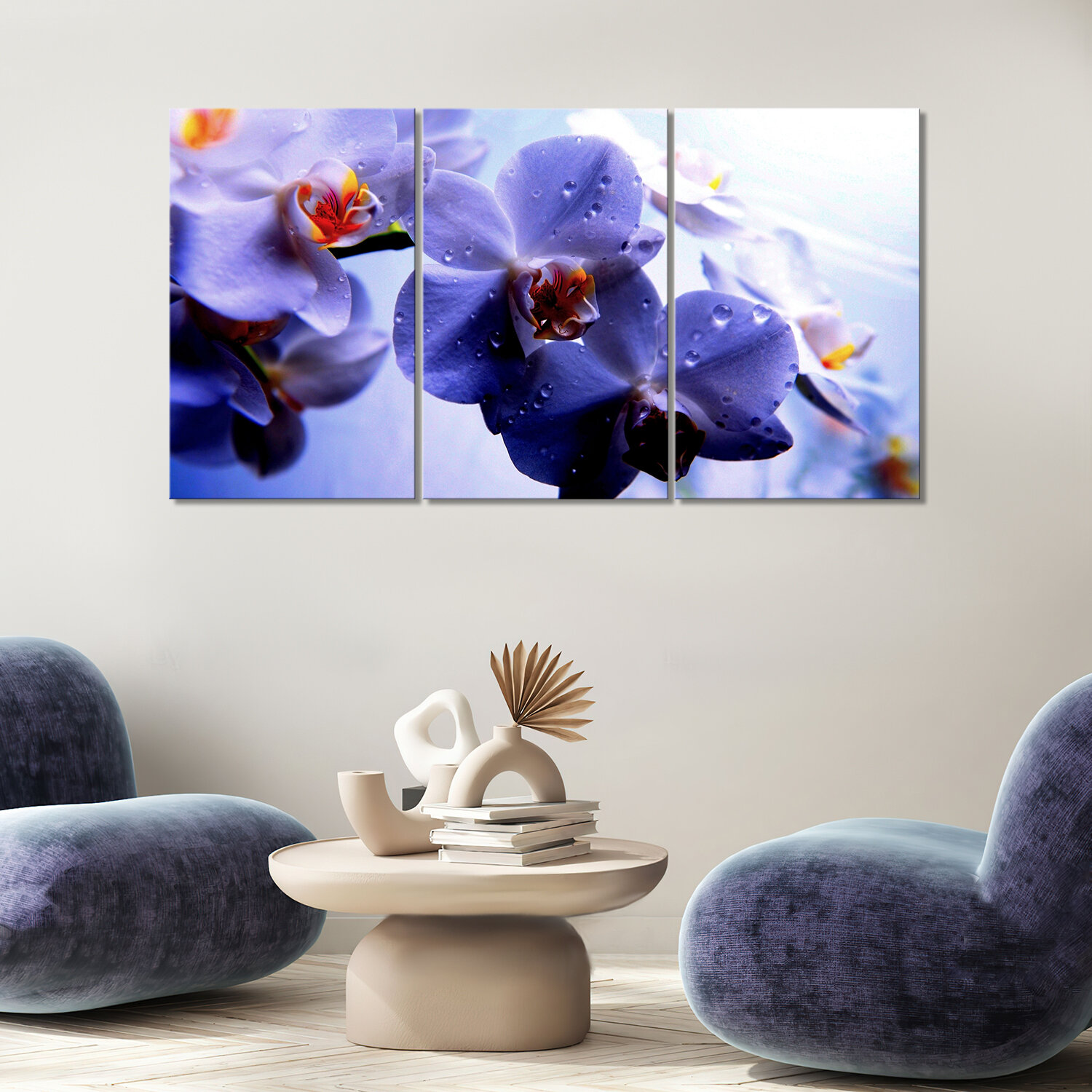 Модульная картина/Модульная картина на холсте/Модульная картина в спальню/Модульная картина в подарок - Сиреневые орхидеи 90х50