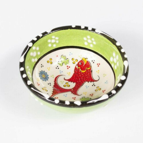 Пиала для чайной церемонии зелёная пиала с рыбкой для чая ручная роспись 519₽