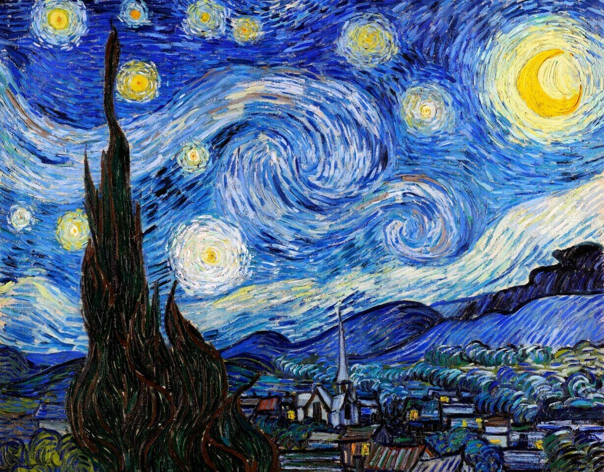Плакат, постер на холсте Starry Night-Van Gogh/Звездная ночь-Ван Гог. Размер 21 на 30 см