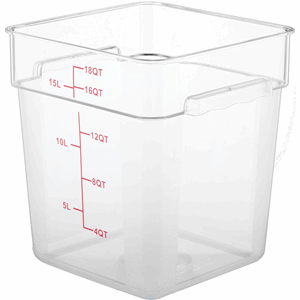 Контейнер для продуктов градуированный; поликарбонат;18л, H=32, L=28,5, B=28,5см; прозр, Plastic products, QGY - JD-2273C