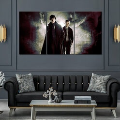 Модульная картина/Модульная картина на холсте/Модульная картина в подарок/Sherlock and Watson - Шерлок и Ватсон 90х50