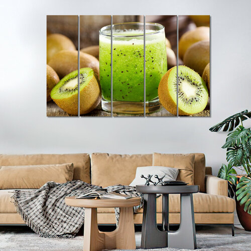 Модульная картина/Модульная картина на холсте/Модульная картина в подарок/Kiwi Drink - Напиток из киви 125х80
