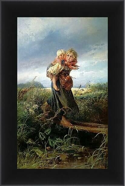 Плакат, постер на холсте Дети, бегущие от грозы. Маковский Константин. Размер 30 на 42 см