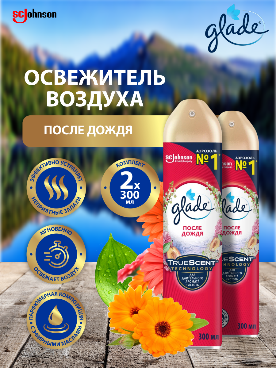 Освежитель воздуха GLADE После дождя 300 мл. х 2 шт.