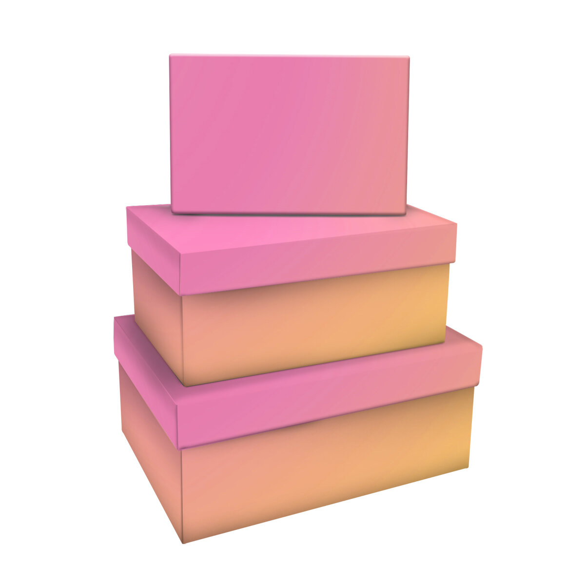 Набор прямоугольных коробок 3в1, MESHU "Yellow-pink gradient", (19*12*7,5-15*10*5см) - 2 шт.