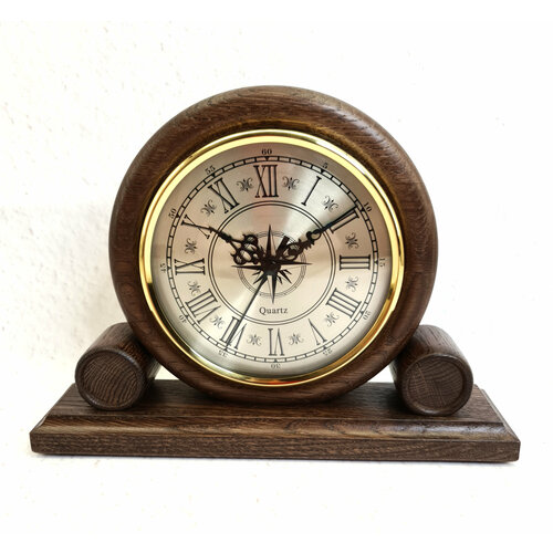 Часы настольные деревянные кварцевые смич БМ36 часы корпус массив дуба размер 25х18х60см