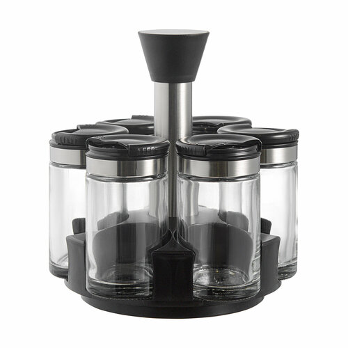 Набор из 6 банок для специй с подставкой Scented Jar, 100 мл, Smart Solutions, SH-SJ-JS-BLK-Set6