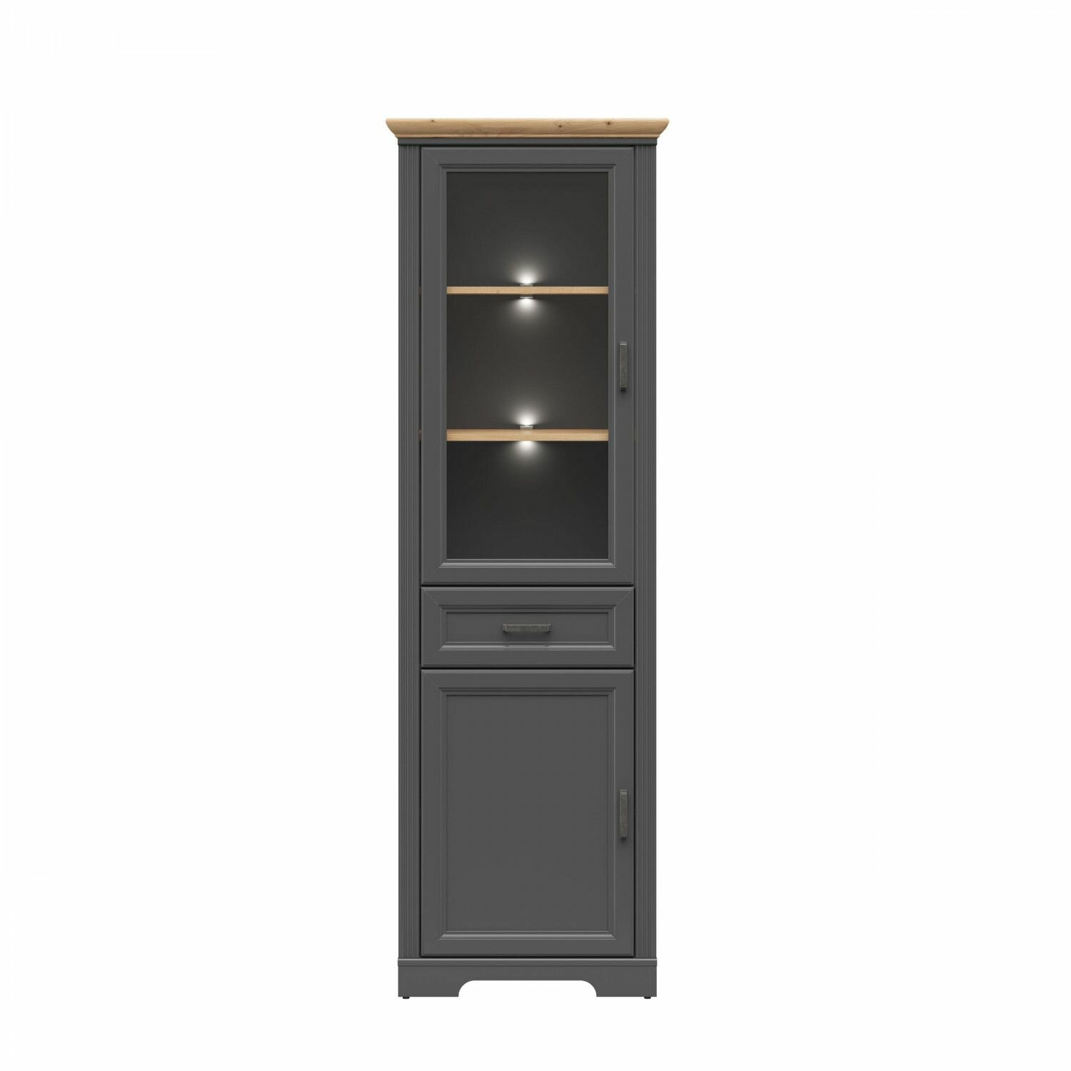 Шкаф БРВ мебель Жасмин REG1W1D1S с подсветкой (Графит/Дуб артизан)