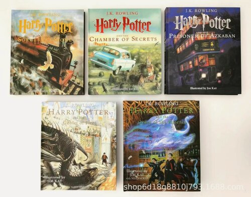 Изображение товара Комплект из 5 книг на английском языке про Гарри Поттера с иллюстрациями Джима Кэя