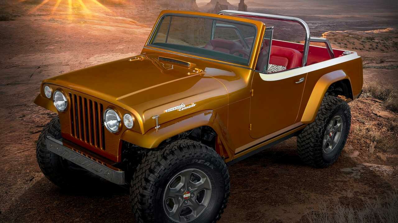 Картина на холсте 60x110 LinxOne "Автомобили jeep jeepster" интерьерная для дома / на стену / на кухню / с подрамником