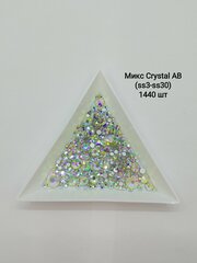 NailsCrystals, Микс страз из стекла Crystal АВ (ss3-ss30), 1440 шт