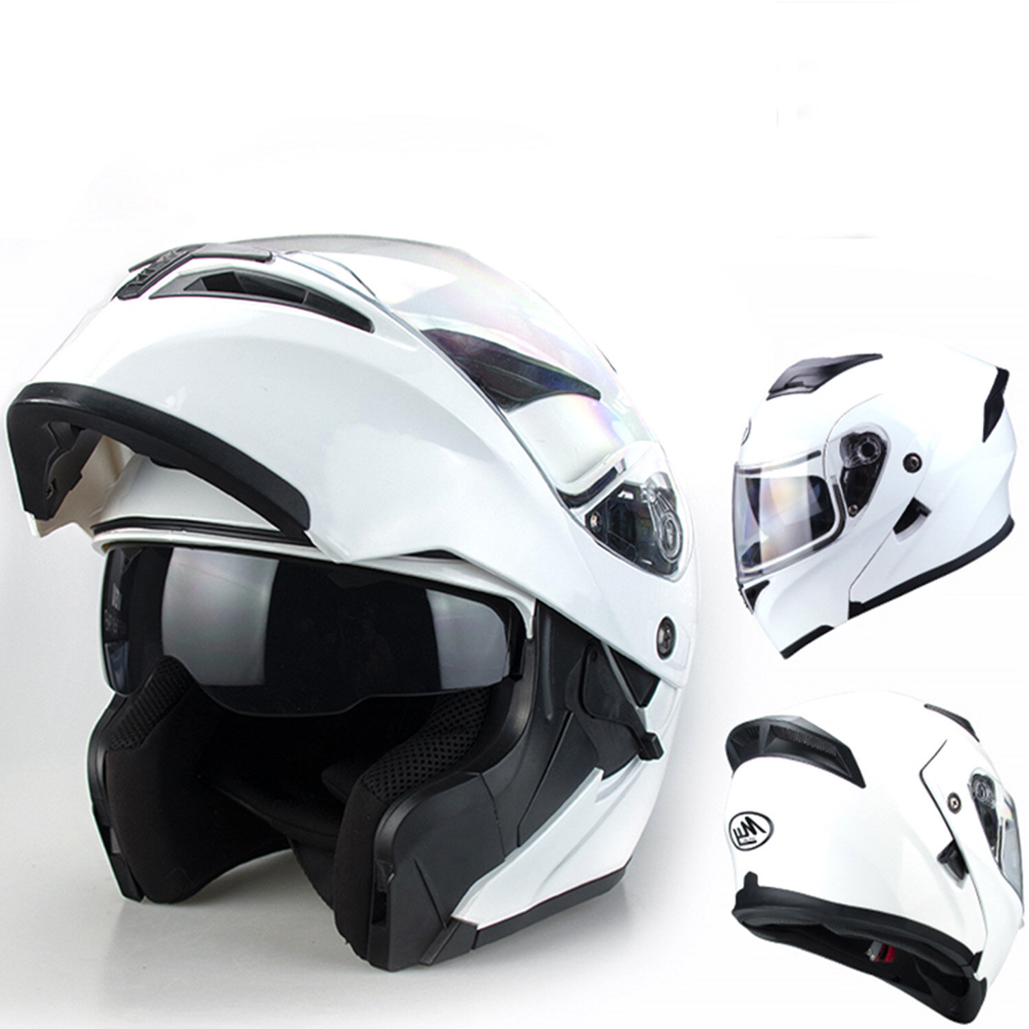 фото Мотошлем трансформер (mod:1) (size: M, + солнцезащитные очки, белый) "VGV"