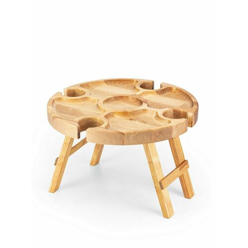 Деревянный винный столик складной на 4 фужера столешница d 32 х 25 cм h 20 см ULMI WOOD 1920₽