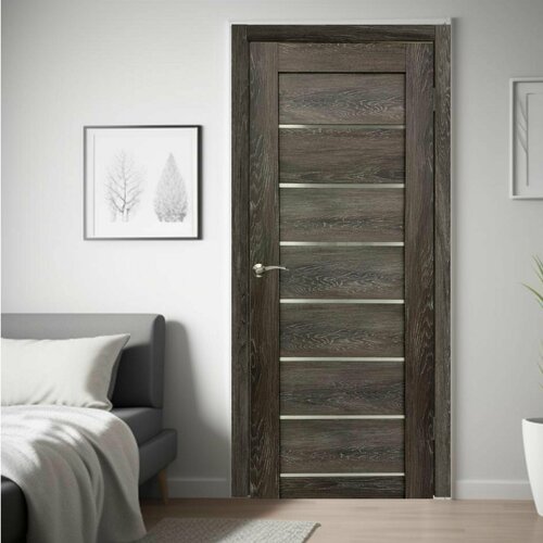 Межкомнатная дверь Base 22 Grey Pine 900х2000 матовое стекло (комплект с погонажом)