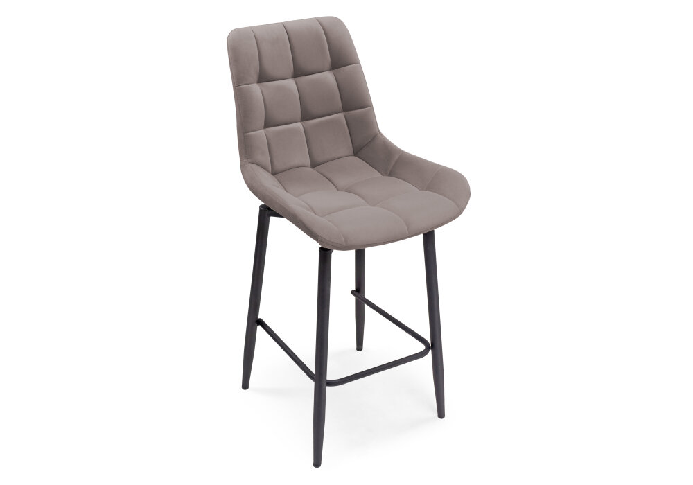 Полубарный стул вращающийся KAPIOVI ALIST, велюр латте, черные ножки
