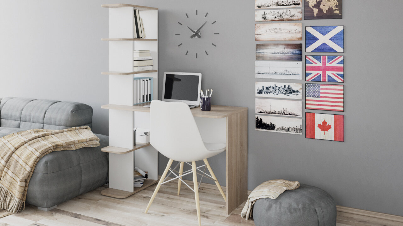 фото Стол письменный тип 4 (Дуб сонома/Белый ясень) 110х53х160