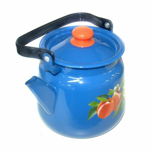 Чайник для плиты 3,5л эмаль сфер. декор синий, васильковый